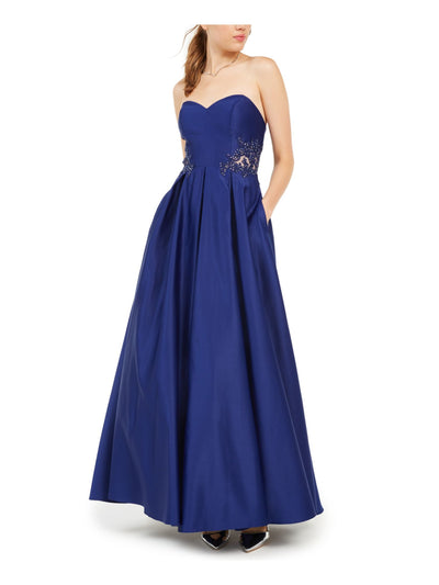 BLONDIE NITES Womens Embellished Sleeveless Sweetheart Neckline Full-Length Prom Fit + Flare Dress