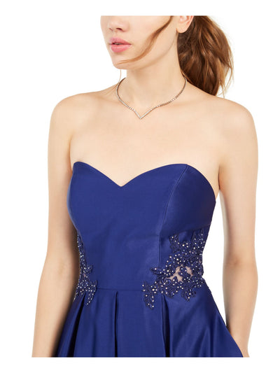 BLONDIE NITES Womens Embellished Sleeveless Sweetheart Neckline Full-Length Prom Fit + Flare Dress