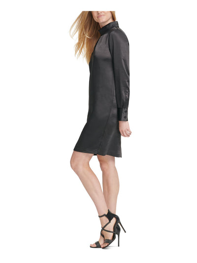 DKNY Womens Long Sleeve Turtle Neck Above The Knee Cocktail Body Con Dress