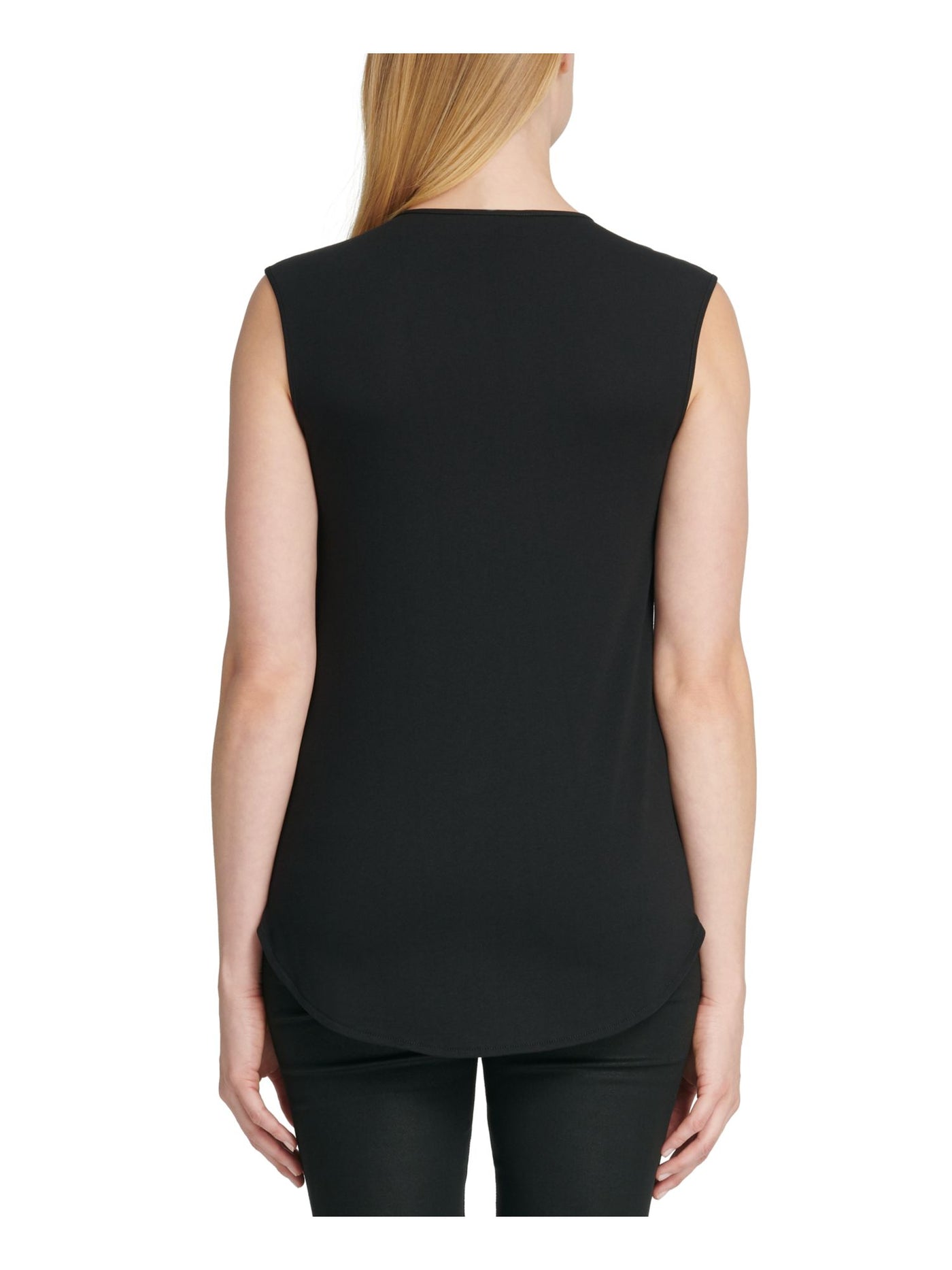 DKNY Womens Black Beaded Sleeveless V Neck Top XS