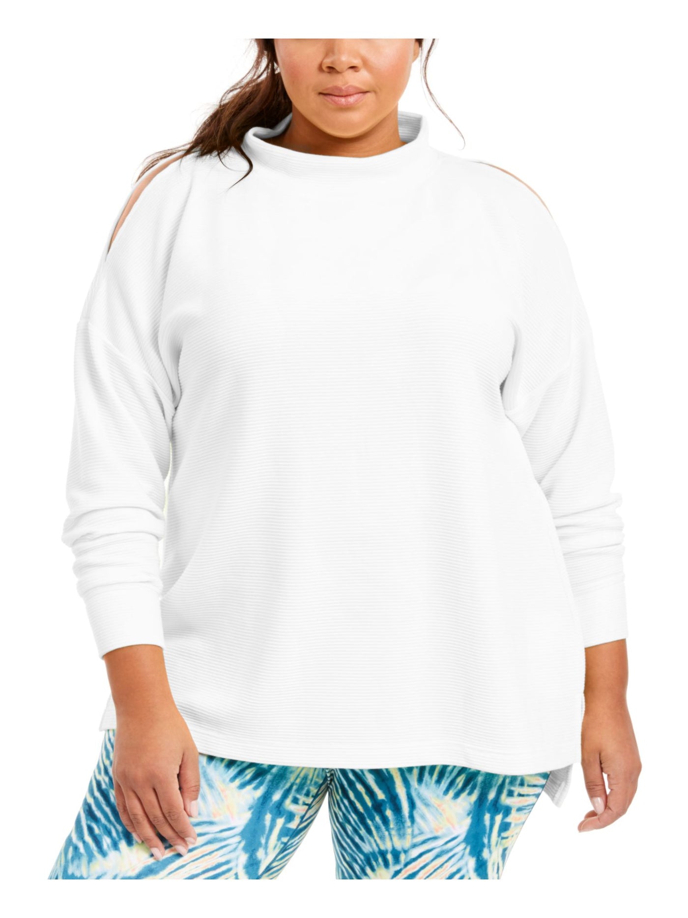 IDEOLOGY Womens White Long Sleeve Crew Neck Top Plus 1X