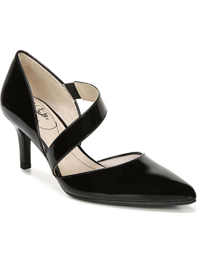 LIFE STRIDE Womens Black Stretch Gore Dorsay Cushioned Asymmetrical Suki Pointed Toe Stiletto Slip On Dress Pumps Shoes 10 W
