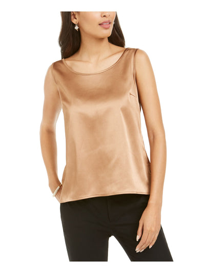 28th & Park Womens Brown 3/4 Sleeve Jewel Neck Party Blouse 6