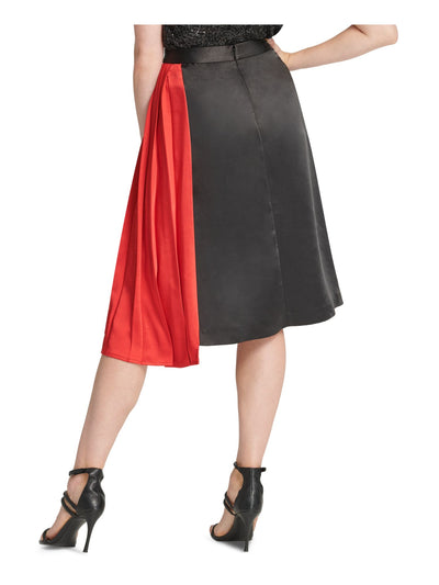 DKNY Womens Black Color Block Midi A-Line Skirt 8