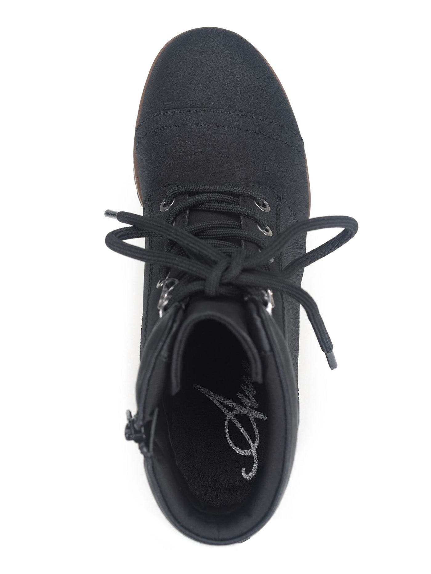 SUN STONE Womens Black Zipper Accent Lizzie Round Toe Wedge Lace-Up Booties 6.5 M