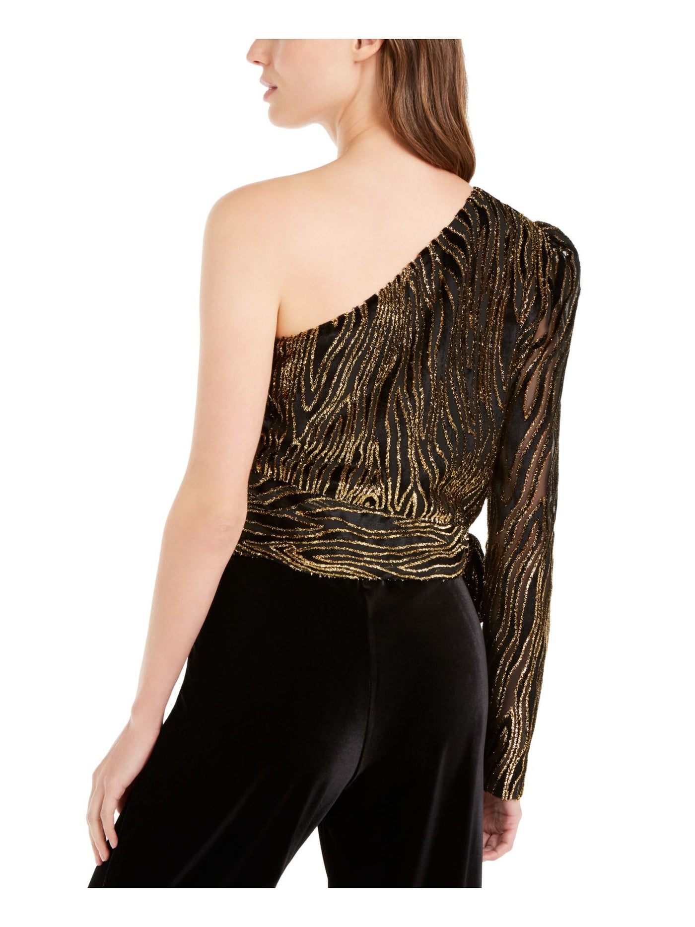 RACHEL ZOE Womens Black Asymmetrical Neckline Evening Top Size: 4