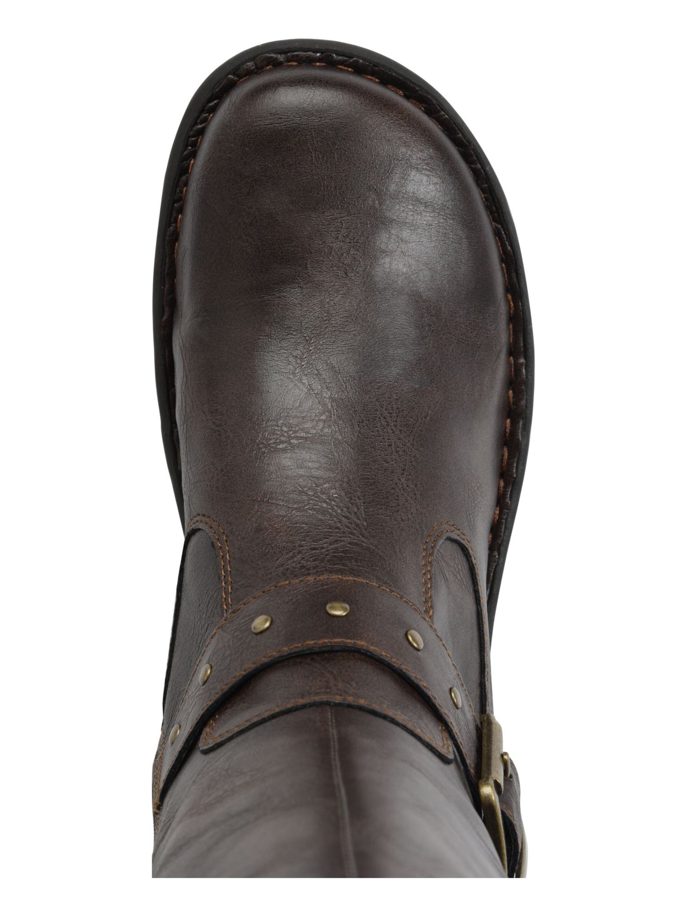 BOC Womens Brown Cushioned Buckle Accent Round Toe Zip-Up Boots Shoes M