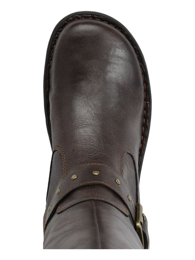 BOC Womens Brown Cushioned Buckle Accent Round Toe Zip-Up Boots Shoes M