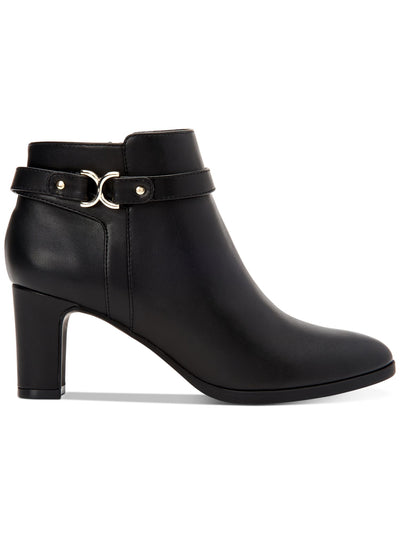 CHARTER CLUB Womens Black Buckle Accent Comfort Pixxy Almond Toe Block Heel Zip-Up Dress Booties 6.5 M