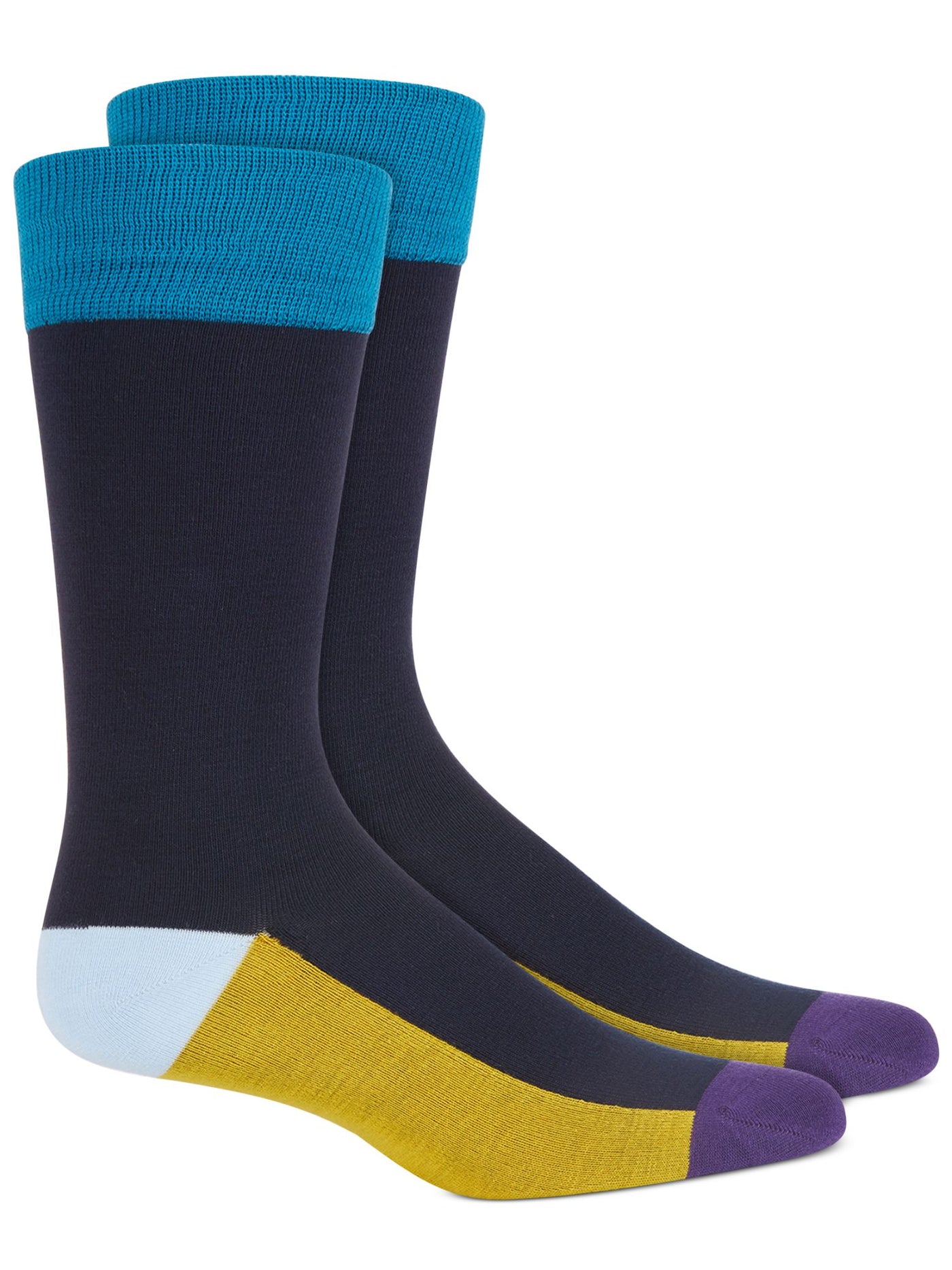 ALFANI Navy Color Block Dress Crew Socks 10-13