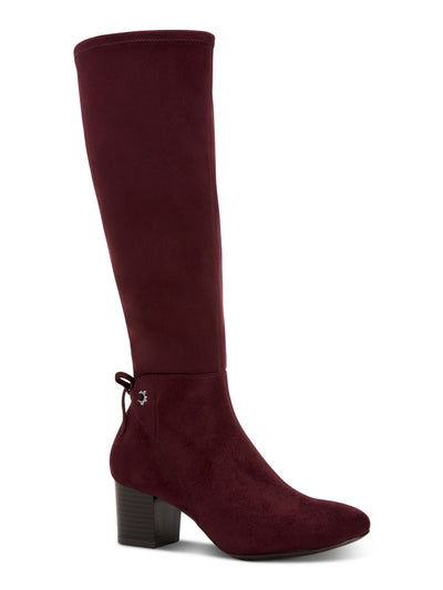 CHARTER CLUB Womens Burgundy Flower Grommets Tie Detail Jaccque Almond Toe Block Heel Zip-Up Dress Boots 8