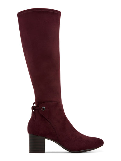 CHARTER CLUB Womens Burgundy Flower Grommets Bow Accent Padded Jaccque Almond Toe Block Heel Zip-Up Boots Shoes 10 M