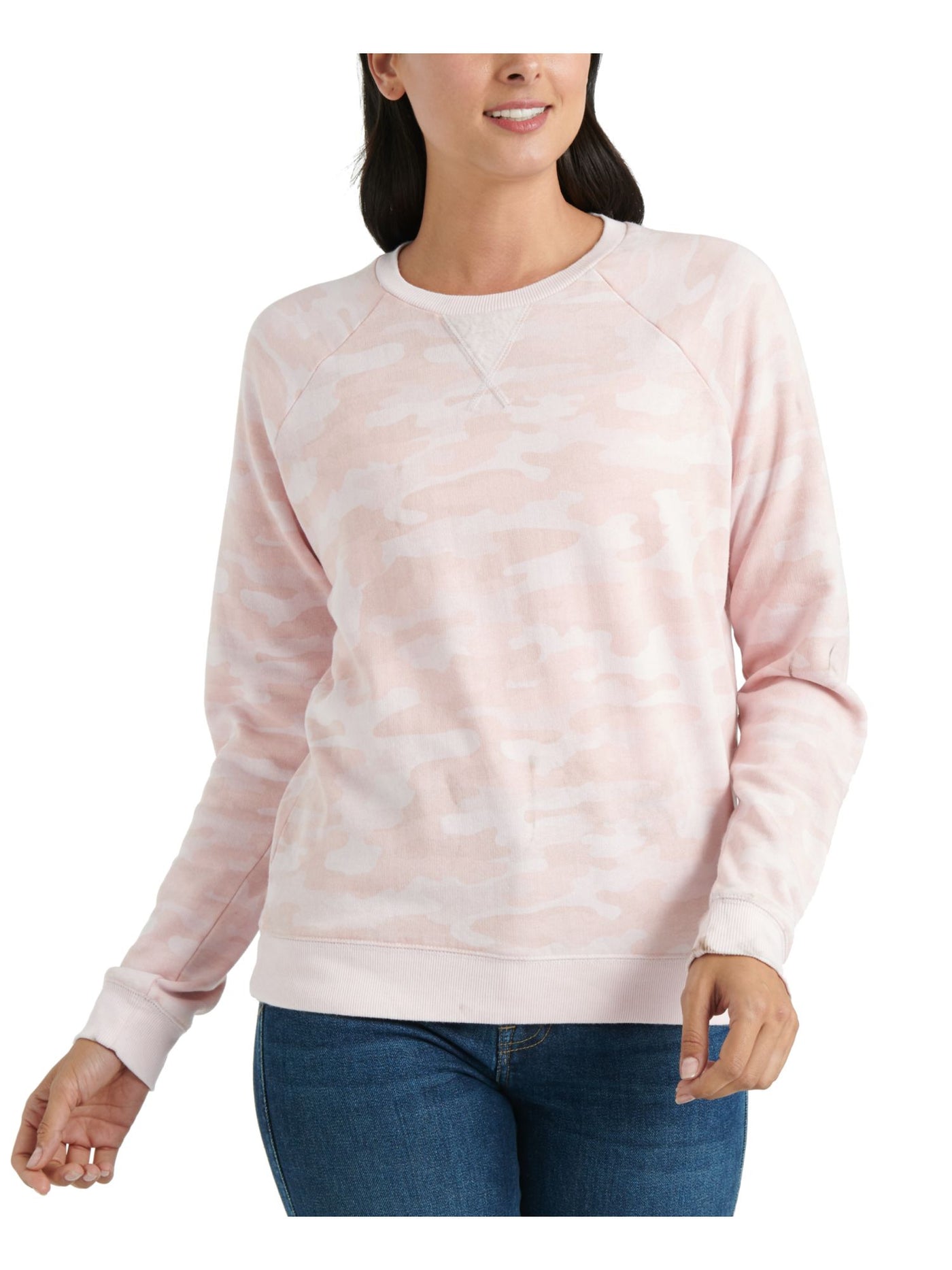 LUCKY BRAND Womens Pink Camouflage Long Sleeve Crew Neck Hoodie Top XS