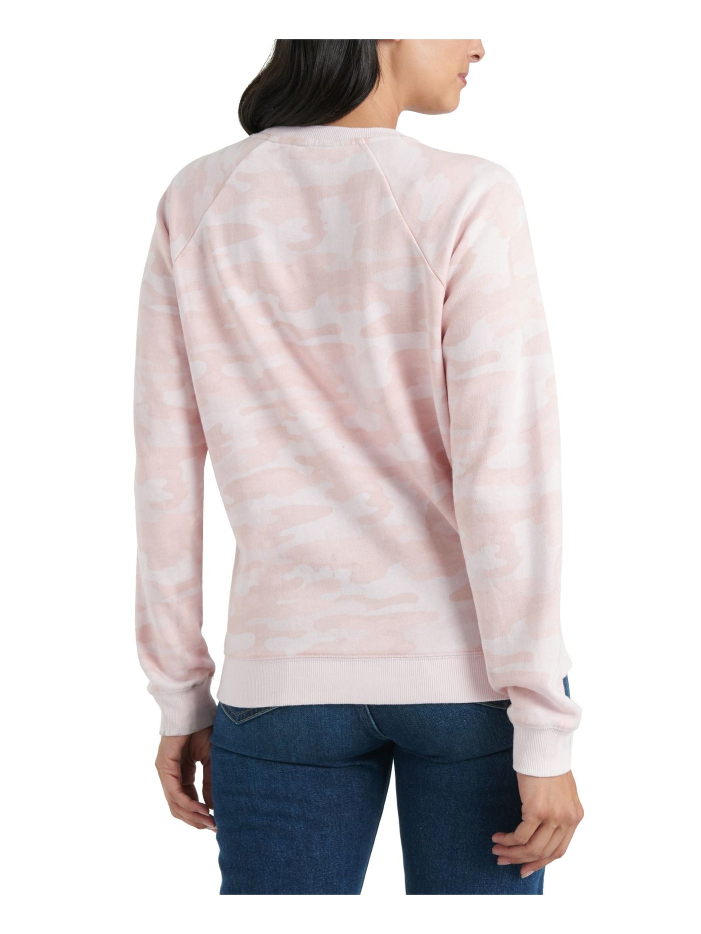 LUCKY BRAND Womens Pink Camouflage Long Sleeve Crew Neck Hoodie Top XS