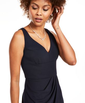 ADRIANNA PAPELL Womens Navy Spaghetti Strap V Neck Full-Length Formal Pencil Dress 10