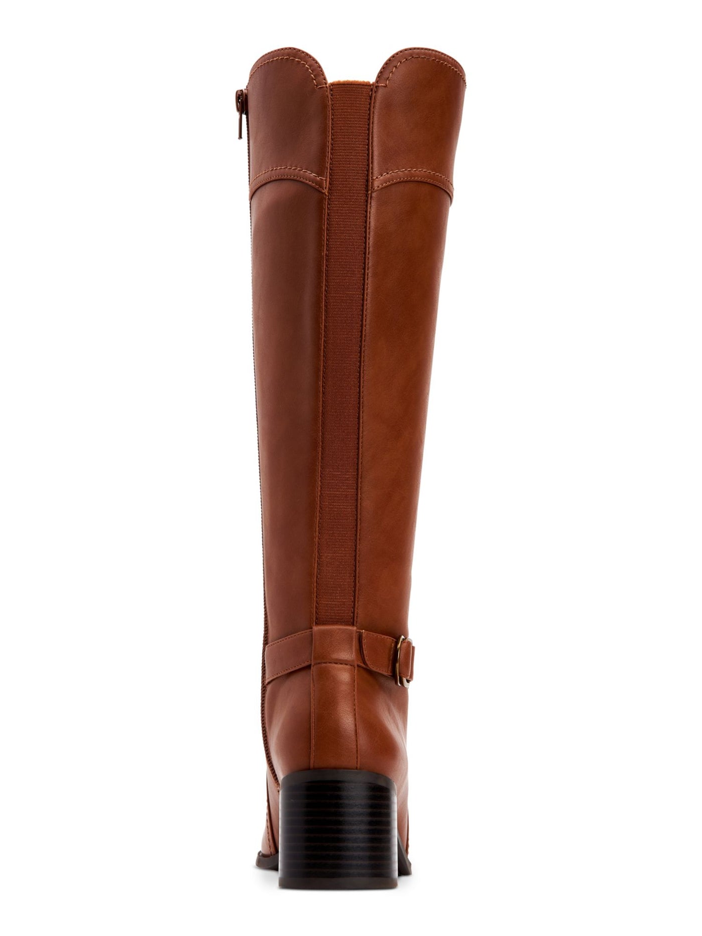 STYLE & COMPANY Womens Brown Stretch Panel Buckle Accent Vannie Round Toe Block Heel Zip-Up Riding Boot 6 M