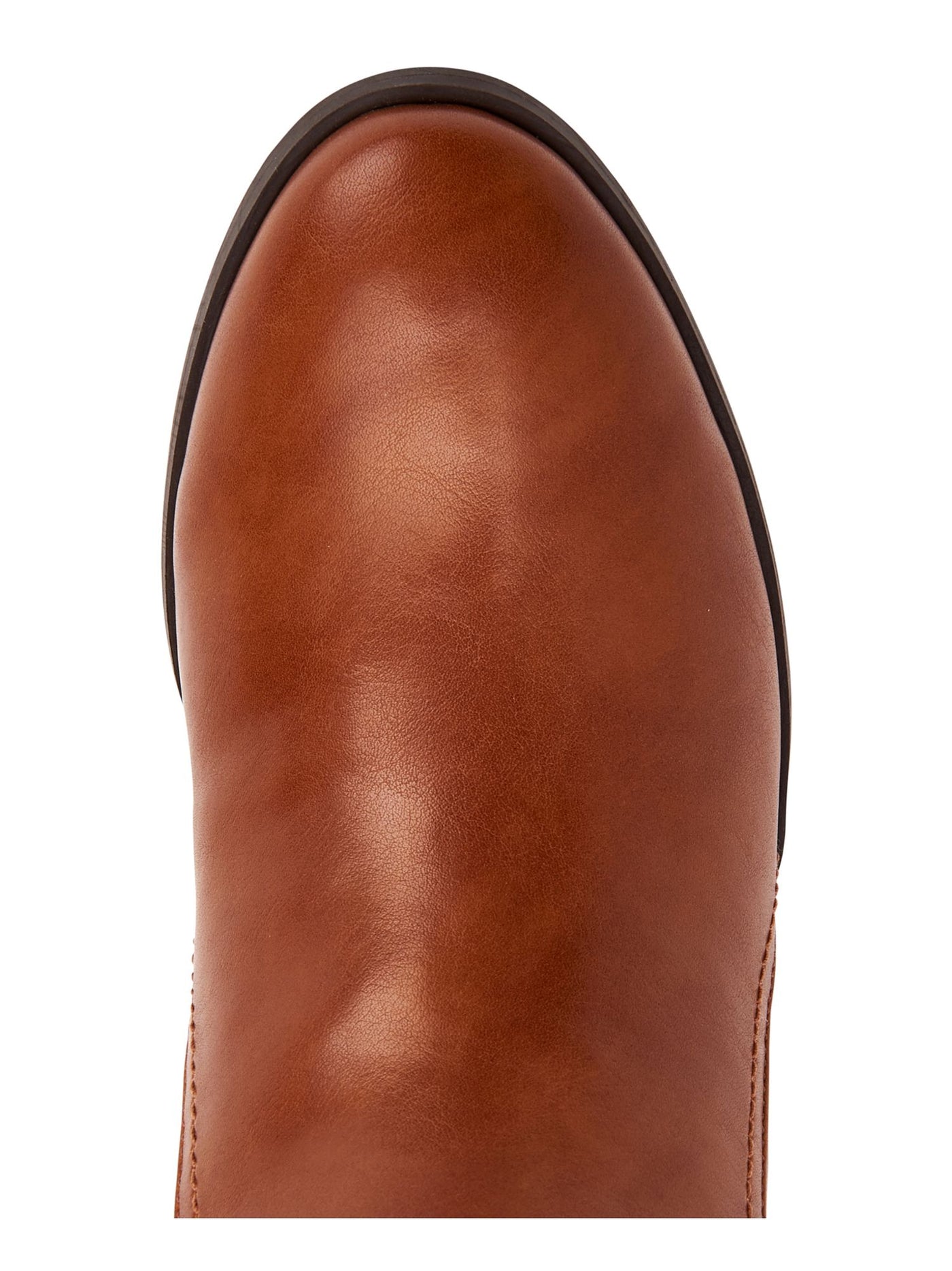 STYLE & COMPANY Womens Brown Stretch Panel Buckle Accent Vannie Round Toe Block Heel Zip-Up Riding Boot M