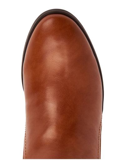 STYLE & COMPANY Womens Brown Stretch Panel Buckle Accent Vannie Round Toe Block Heel Zip-Up Riding Boot M