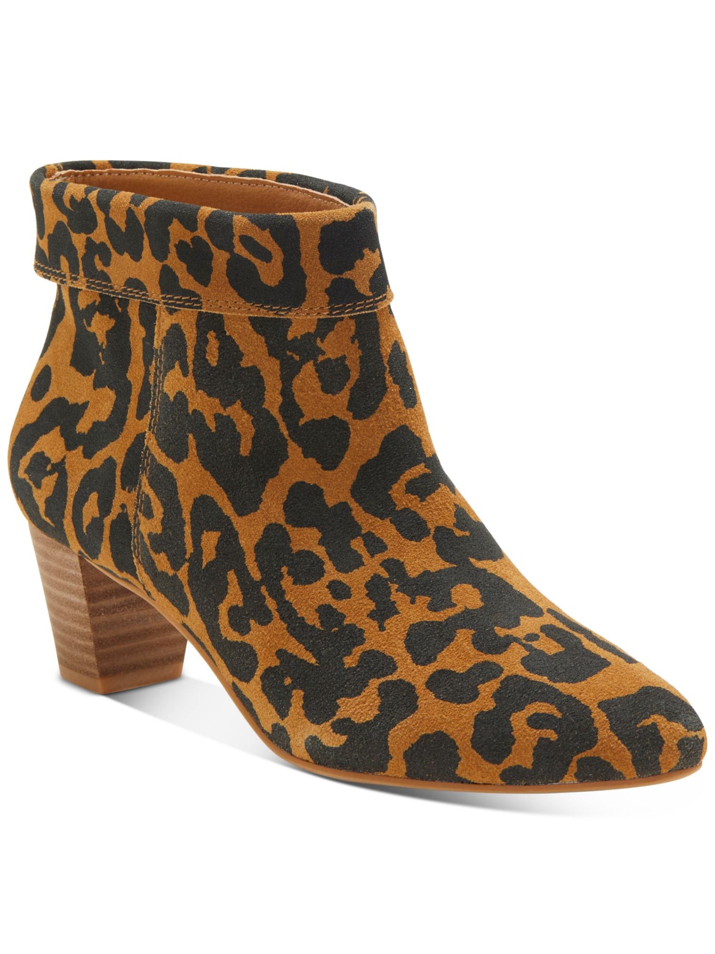 LUCKY BRAND Womens Brown Animal Print Cushioned Zaprika Pointed Toe Block Heel Slip On Dress Booties 6