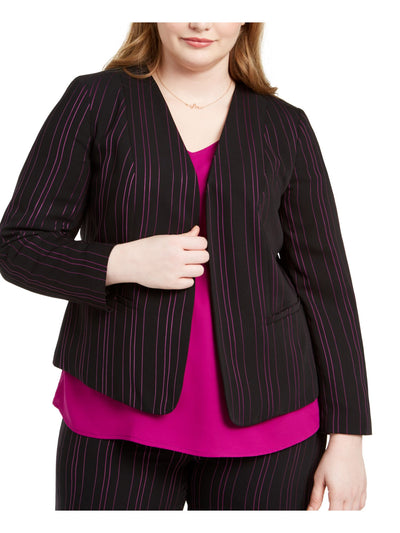 BAR III Womens Open Front Wear to Work Striped Blazer Jacket