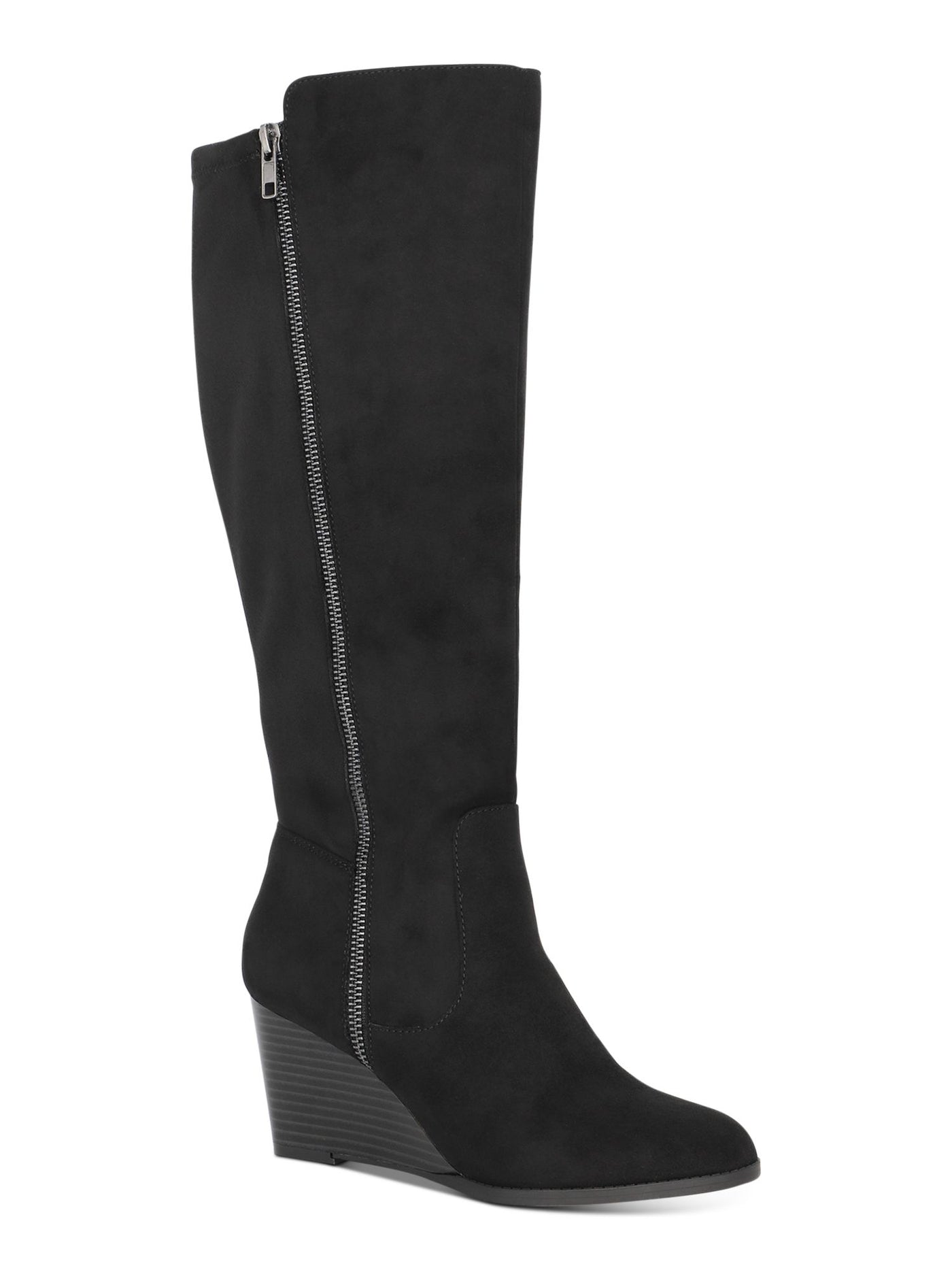 STYLE & COMPANY Womens Black Wide Calf Round Toe Wedge Zip-Up Dress Boots 10