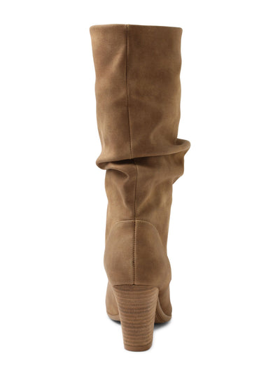 XOXO Womens Beige Padded Strasburg Round Toe Block Heel Slouch Boot 6.5 M