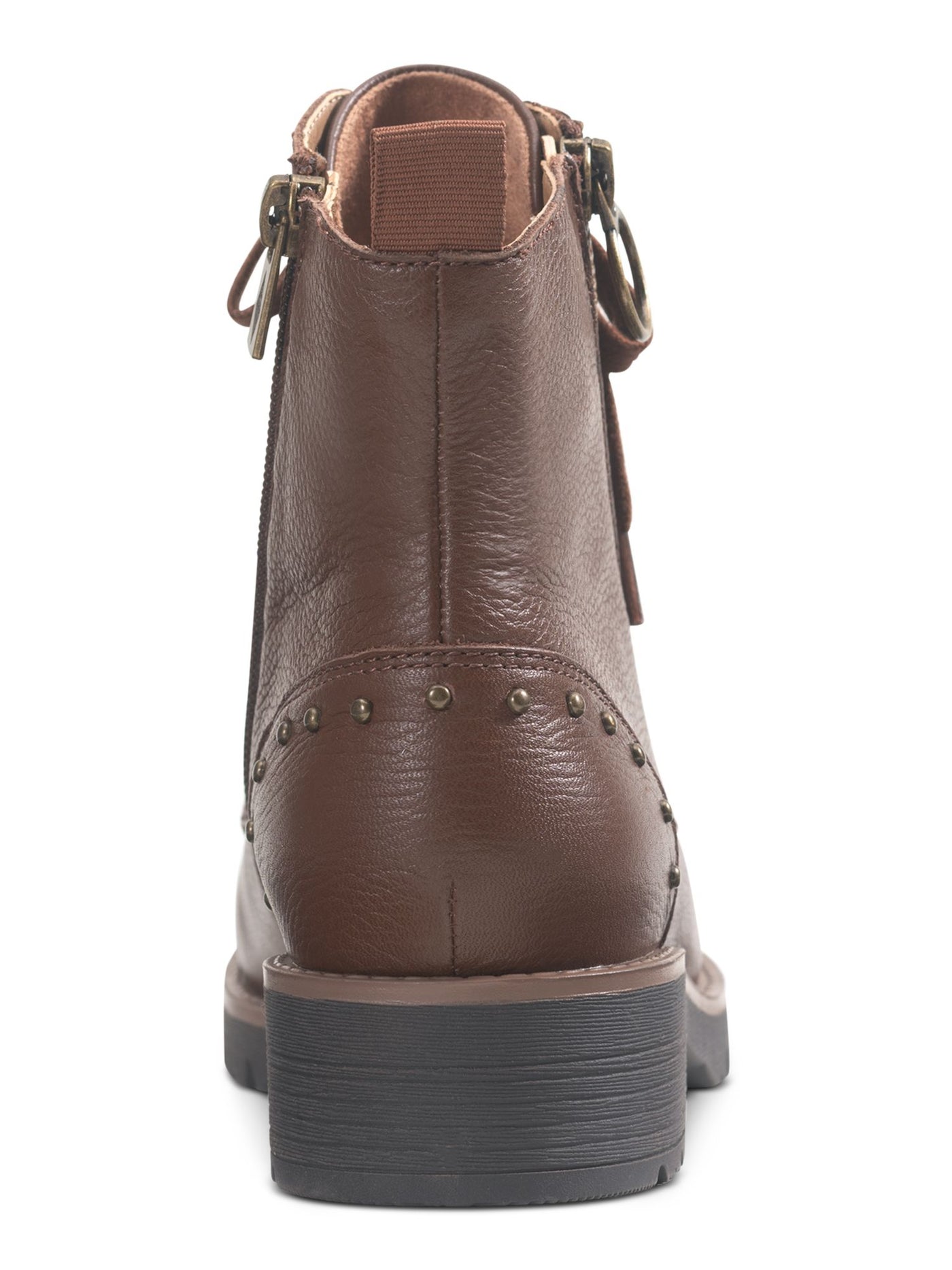 AMERICAN RAG Womens Brown 0.5" Platform Studded Breathable Lace-Up Cushioned Slip Resistant Tatum Round Toe Block Heel Leather Booties 6.5 M