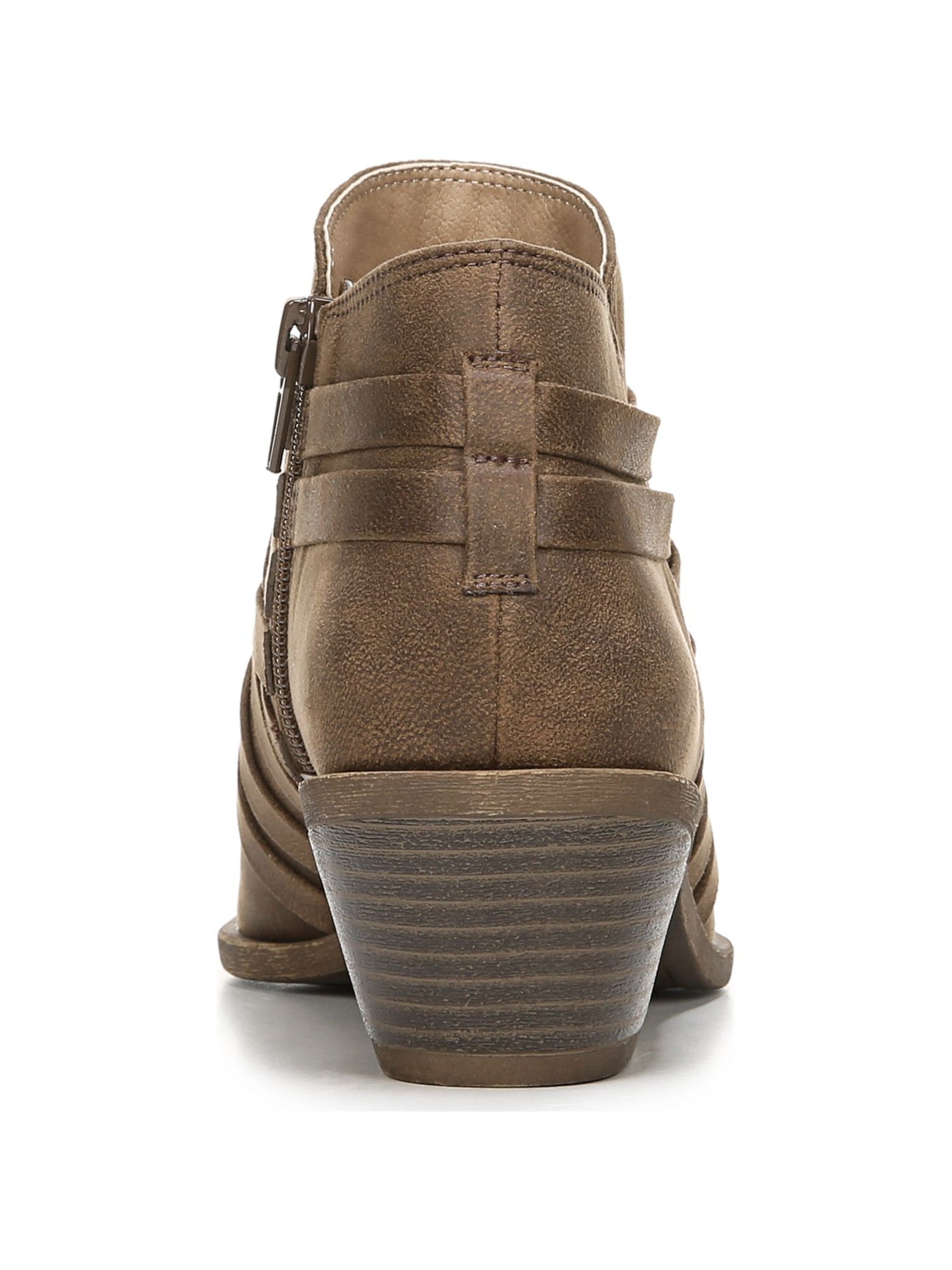 LIFE STRIDE Womens Brown Cushioned Woven Prairie Almond Toe Block Heel Zip-Up Booties 7.5 M