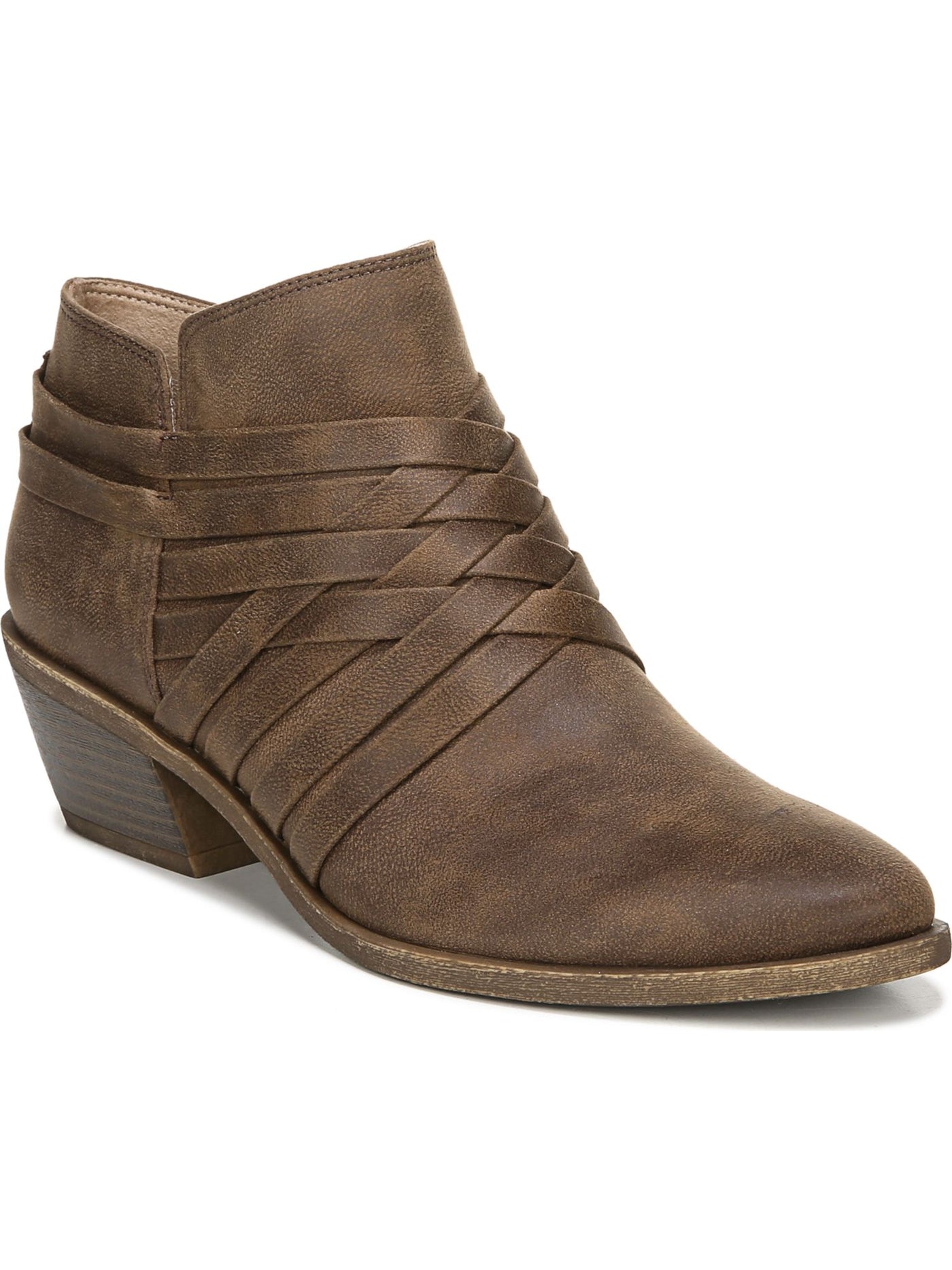 LIFE STRIDE Womens Brown Cushioned Woven Prairie Almond Toe Block Heel Zip-Up Booties 7.5 M