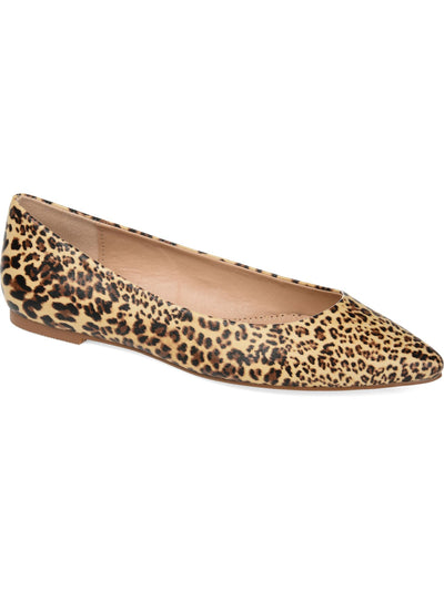 JOURNEE COLLECTION Womens Brown Leopard Print Comfort Moana Pointed Toe Slip On Ballet Flats 8 M