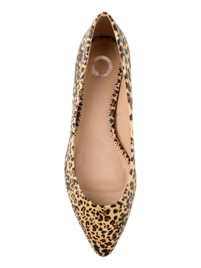 JOURNEE COLLECTION Womens Brown Leopard Print Comfort Moana Pointed Toe Slip On Ballet Flats 8 M