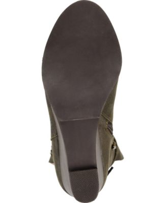 JOURNEE COLLECTION Womens Green Braided Padded Tasseled Jezebel Round Toe Wedge Zip-Up Riding Boot M