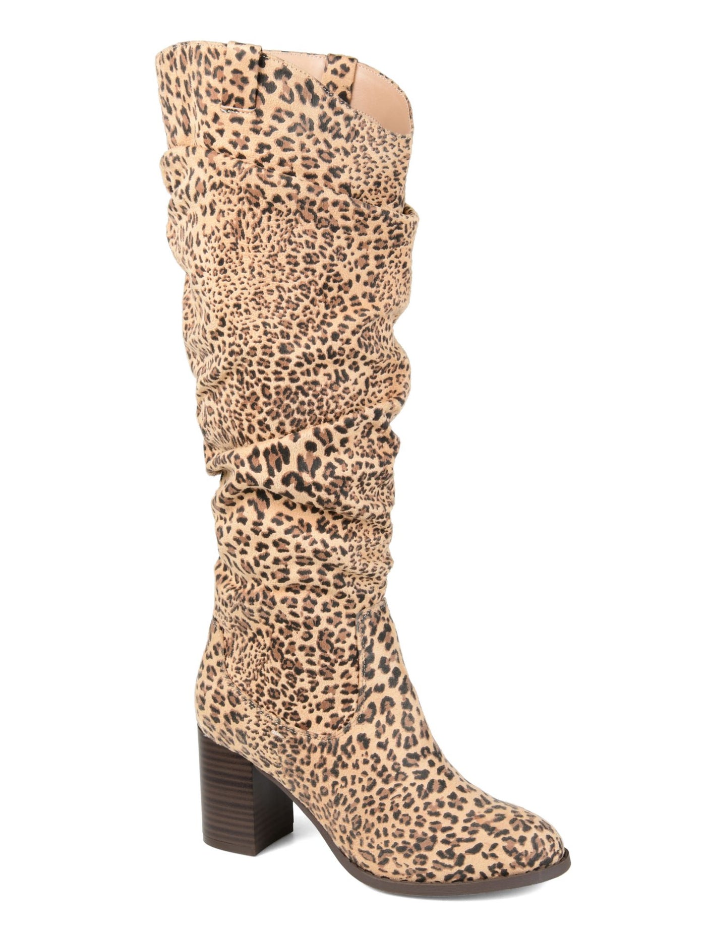 JOURNEE COLLECTION Womens Beige Animal Print Cushioned Comfort Aneil Almond Toe Block Heel Slouch Boot 6 WC