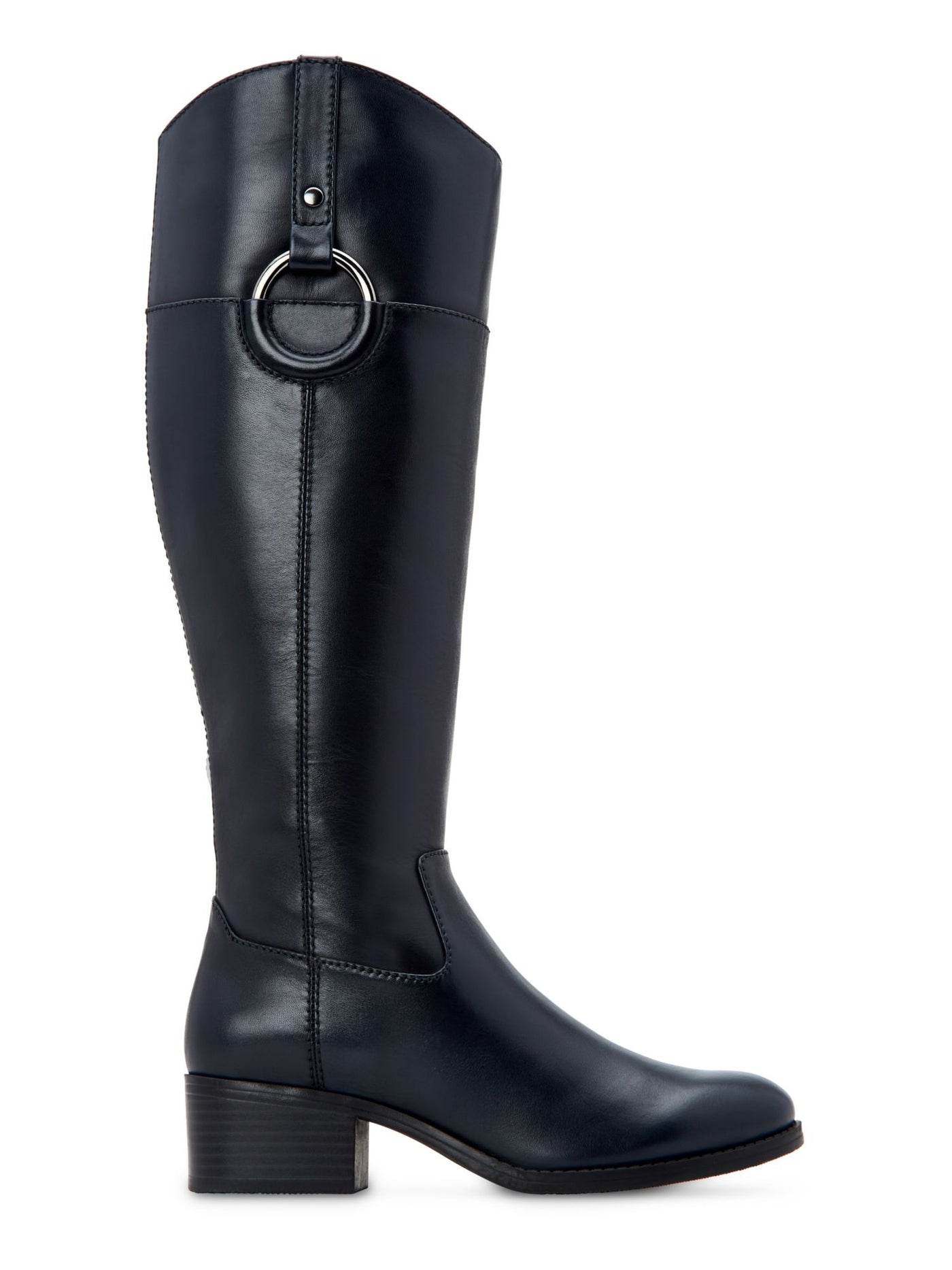 ALFANI Womens Black Round Toe Stacked Heel Zip-Up Leather Riding Boot 6.5 WC