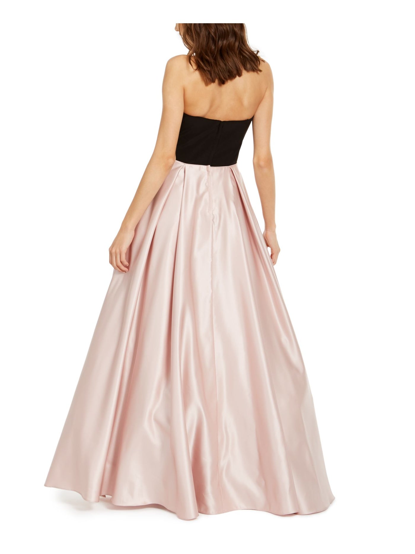 BLONDIE NITES Womens Pink Pocketed Zippered Sleeveless Sweetheart Neckline Full-Length Formal Fit + Flare Dress 7