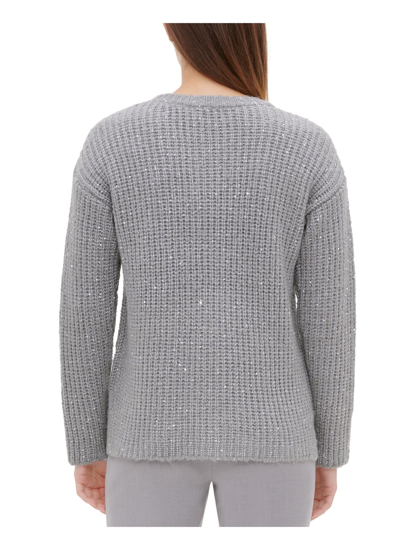 CALVIN KLEIN Womens Gray Knitted Long Sleeve Crew Neck Sweater XL