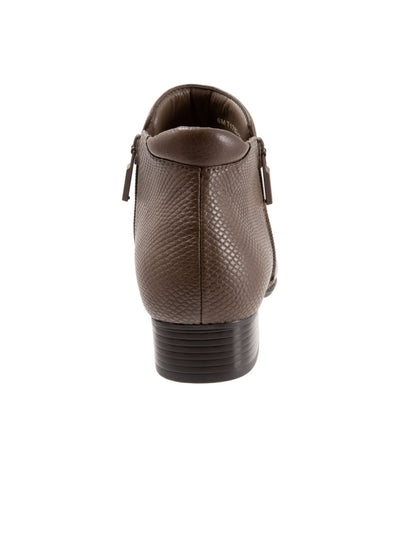 F S R Womens Beige Mixed Media Padded Arch Support Major Round Toe Zip-Up Leather Booties 7.5 W