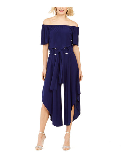 JBS LIMITED Womens Belted Off Shoulder Evening Cropped Jumpsuit