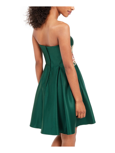 BLONDIE Womens Green Full-Length Fit + Flare Party Dress 13