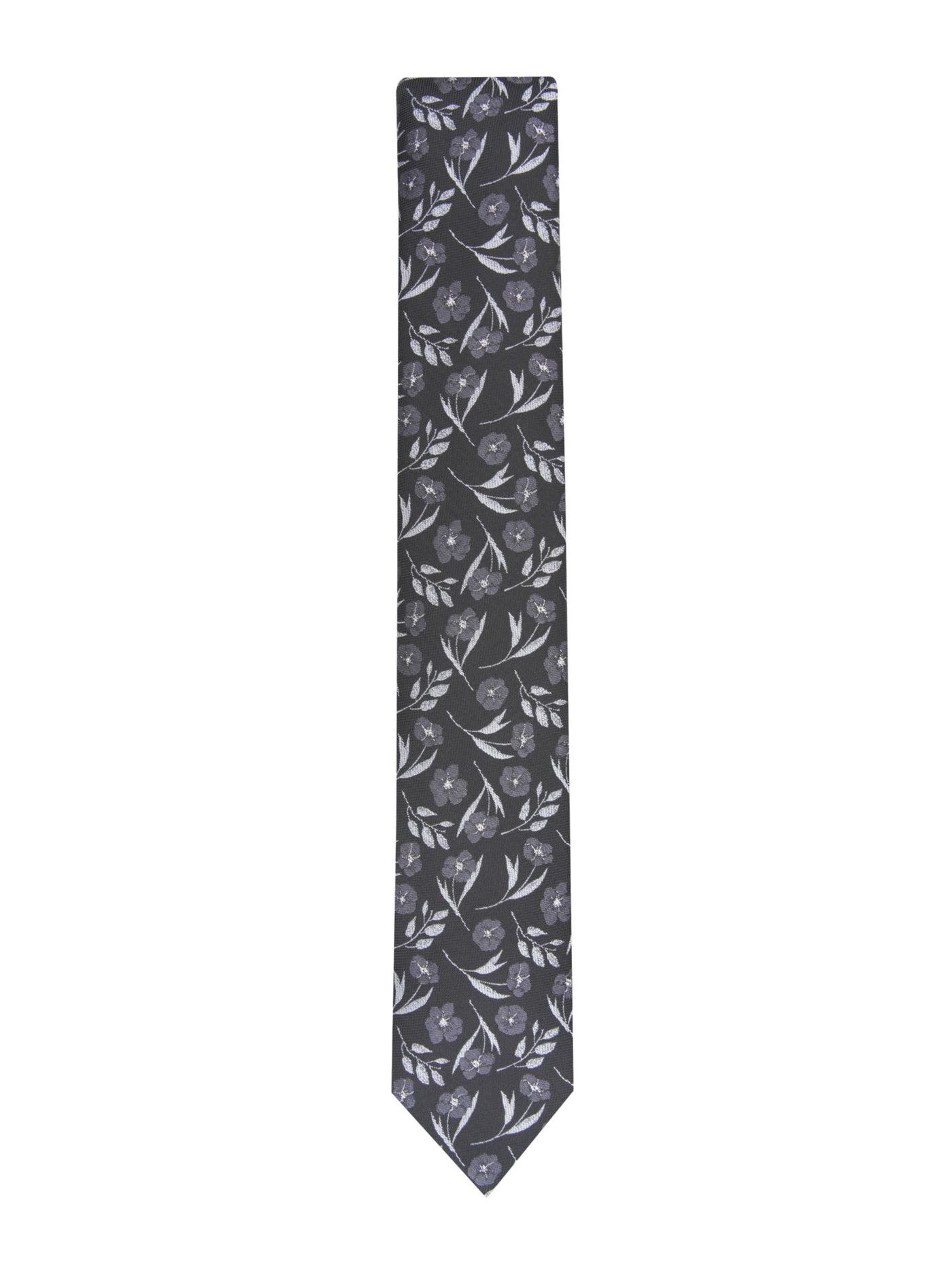 BAR III Mens Black Floral Slim Neck Tie