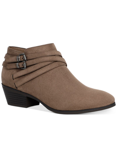 STYLE & COMPANY Womens Brown Cushioned Buckle Accent Willoww Round Toe Block Heel Zip-Up Booties 7 M
