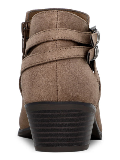 STYLE & COMPANY Womens Brown Cushioned Buckle Accent Willoww Round Toe Block Heel Zip-Up Booties 7 M