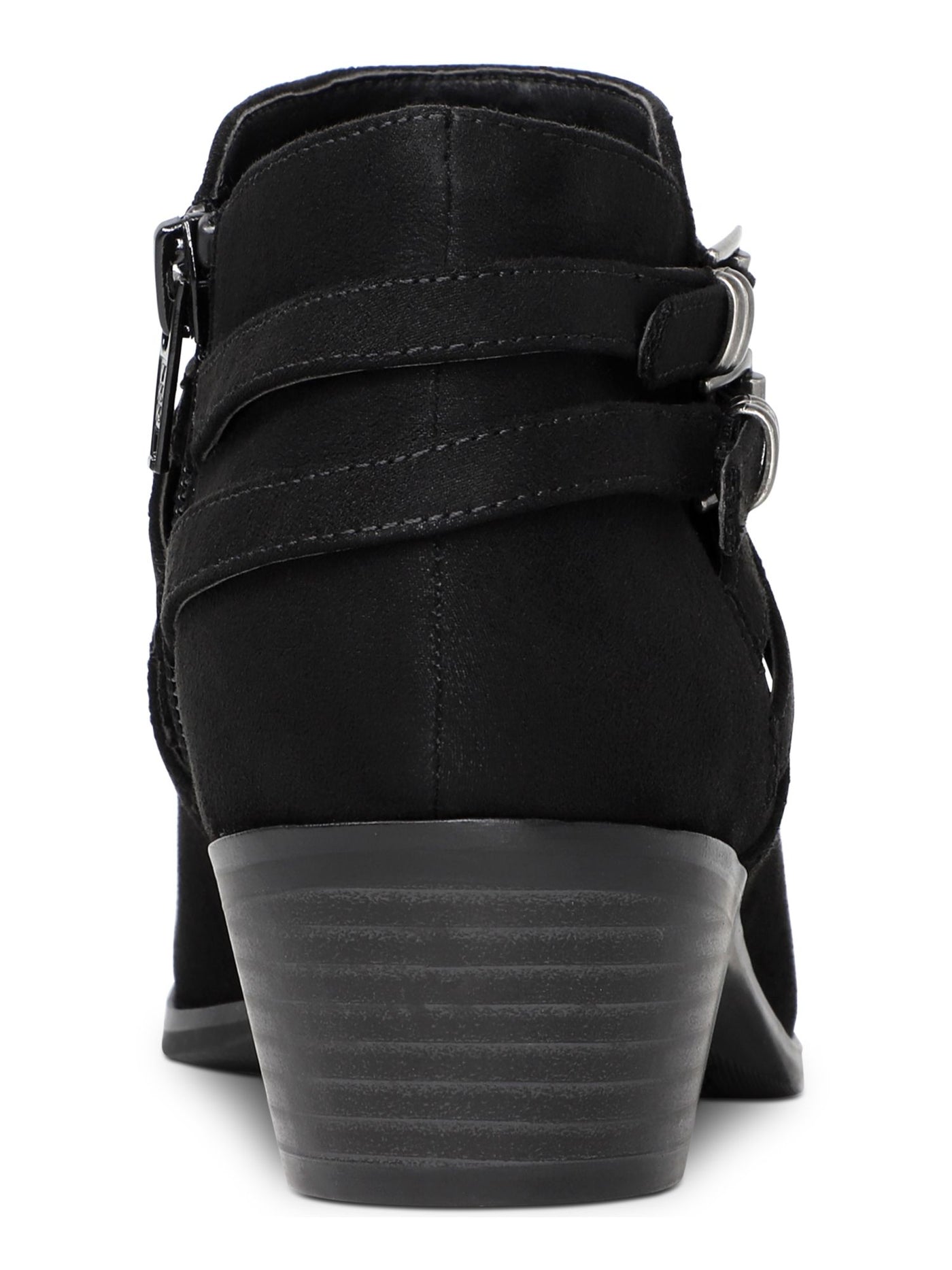 STYLE & COMPANY Womens Black Strappy Cushioned Buckle Accent Willoww Almond Toe Block Heel Zip-Up Booties 10.5 M