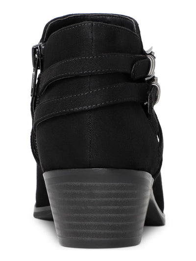STYLE & COMPANY Womens Black Strappy Cushioned Buckle Accent Willoww Almond Toe Block Heel Zip-Up Booties 10.5 M