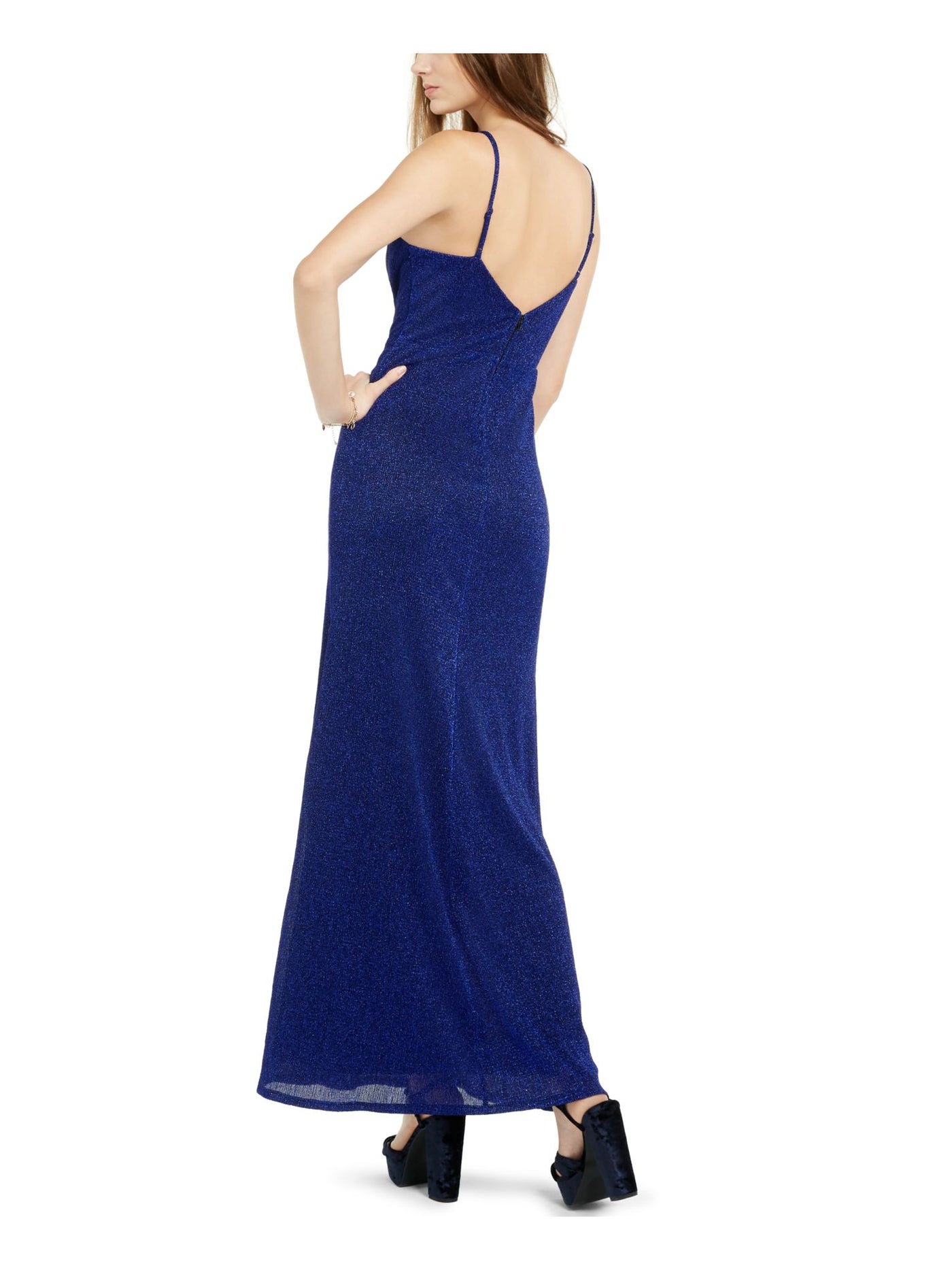 CITY STUDIO Womens Blue Full-Length Empire Waist Evening Dress 5