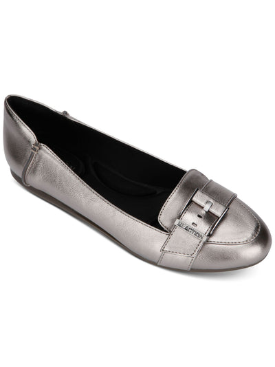 KENNETH COLE Womens Gray Buckle Accent Comfort Viv Round Toe Wedge Slip On Loafers Shoes 6