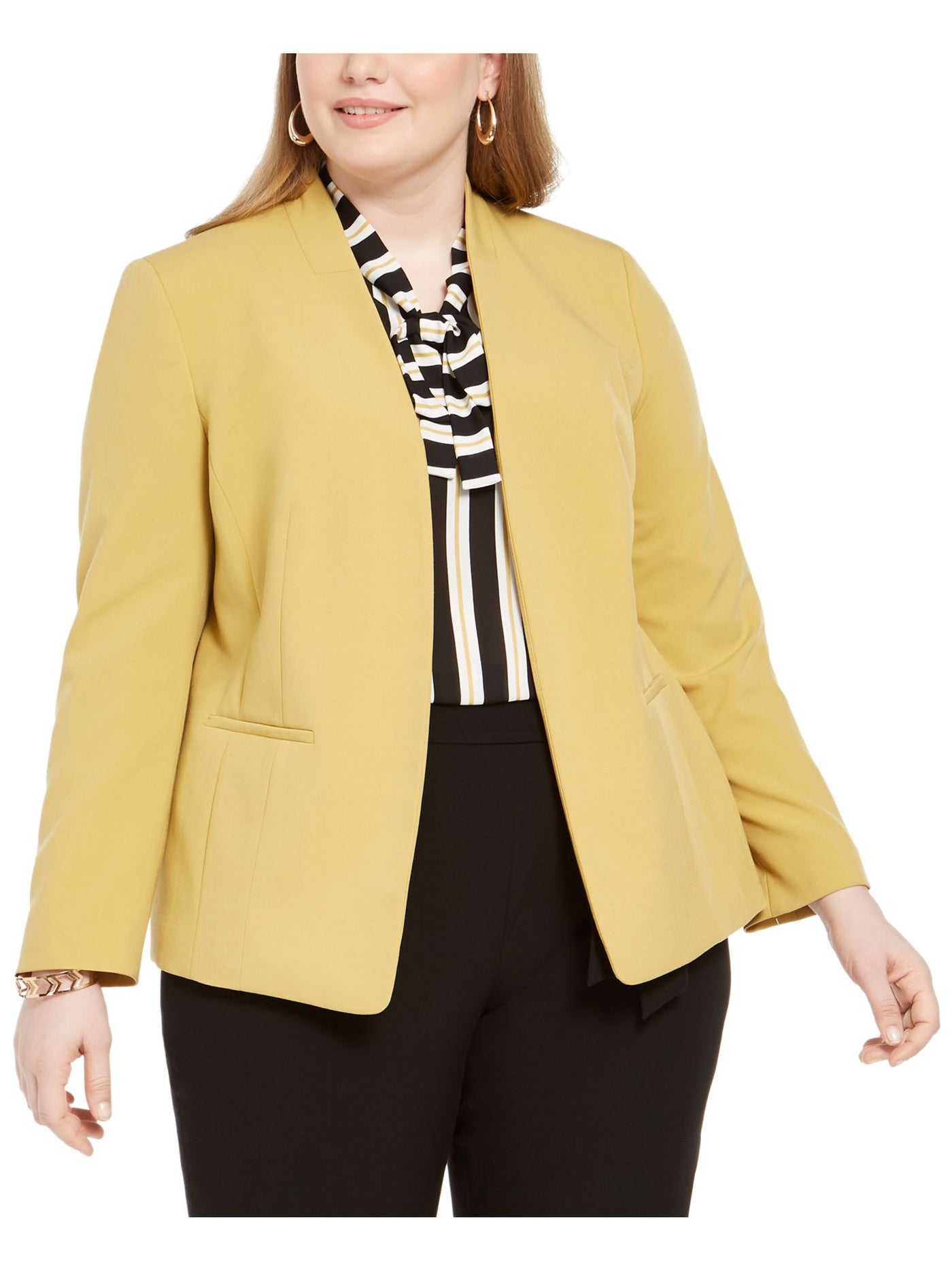 BAR III Womens Yellow Blazer Jacket Plus 1X