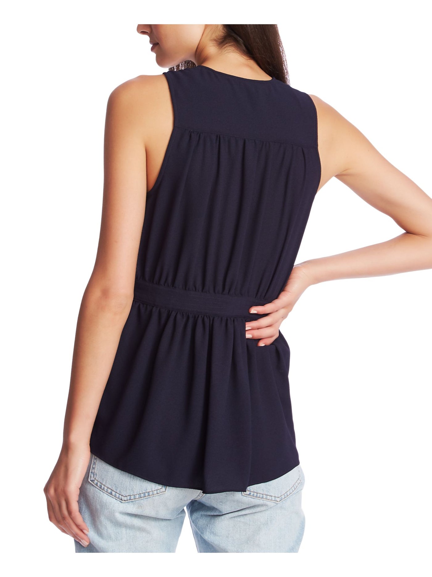 ADRIANNA PAPELL Womens Sleeveless Asymmetrical Neckline Top