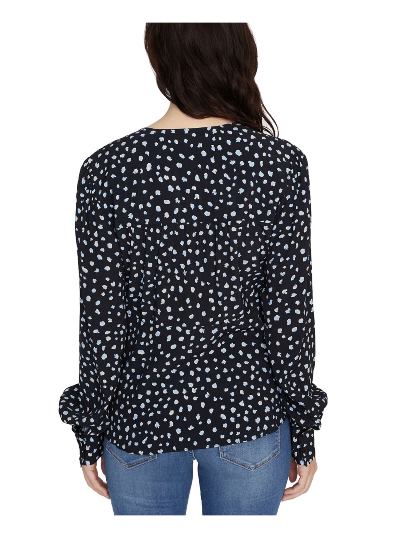 SANCTUARY Womens Black Speckle Long Sleeve V Neck Top XS