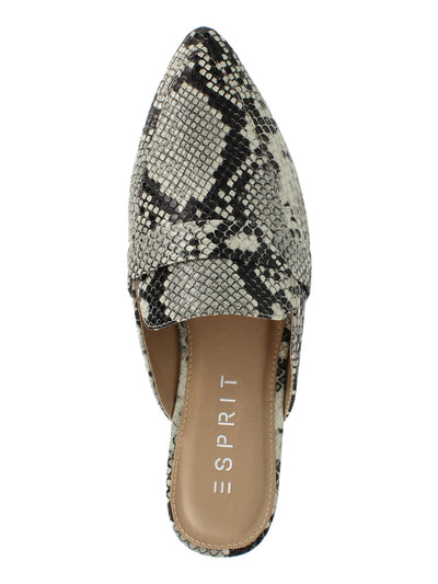 ESPRIT Womens Beige Snake Print Band Overlay Padded Jade Pointed Toe Block Heel Slip On Mules 7.5 M